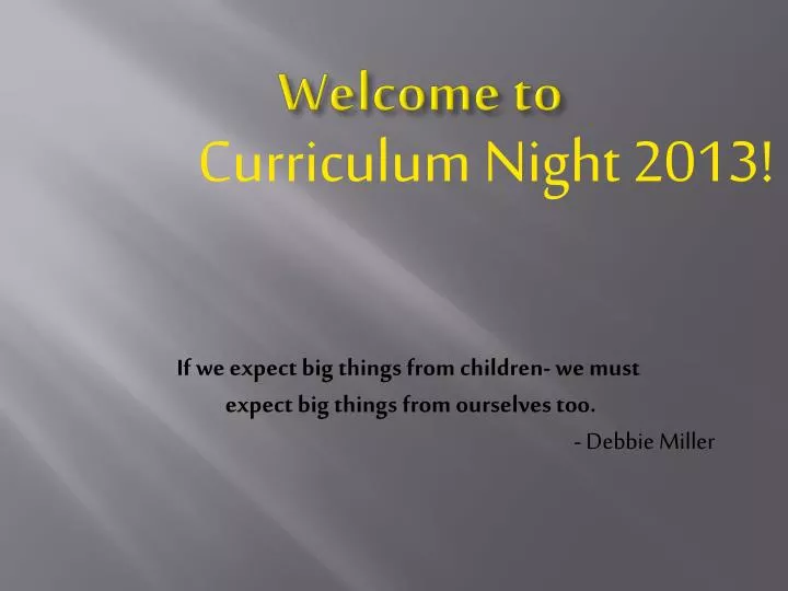 curriculum night 2013