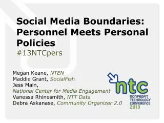 Social Media Boundaries: Personnel Meets Personal Policies #13NTCpers