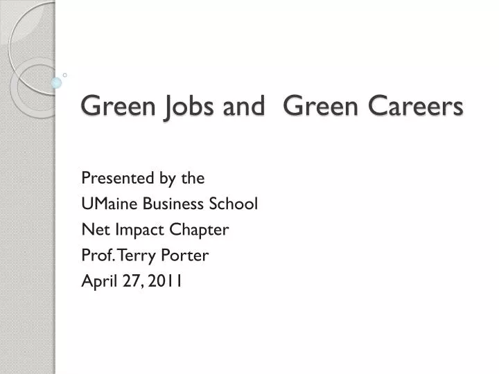 green jobs and green careers