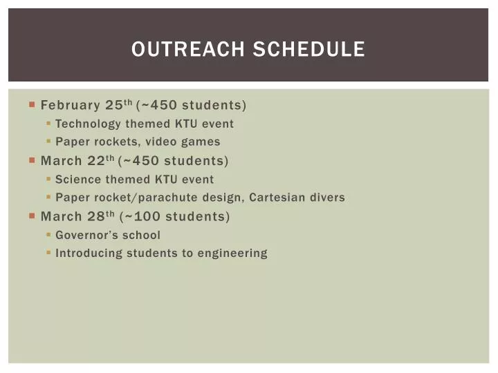 outreach schedule