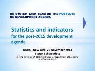 UN SYSTEM TASK TEAM ON THE POST-2015 UN DEVELOPMENT AGENDA