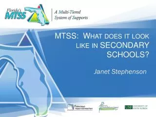 MTSS: What does it look like in SECONDARY SCHOOLS?