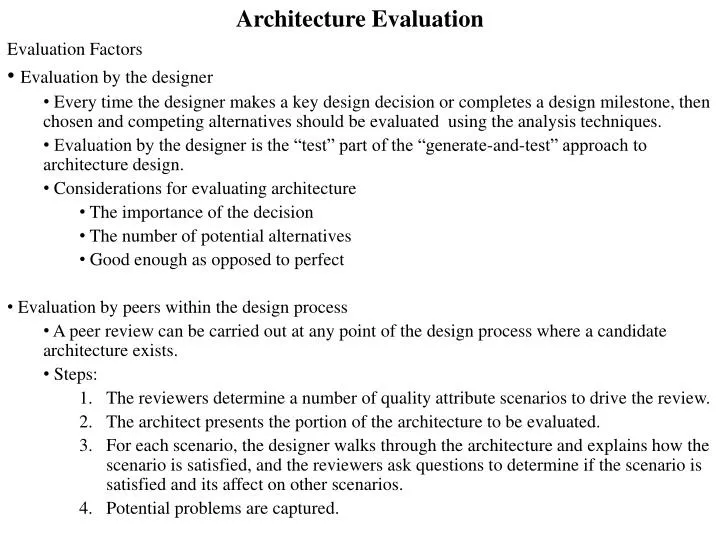 architecture evaluation