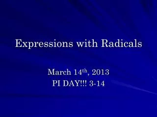 Expressions with Radicals