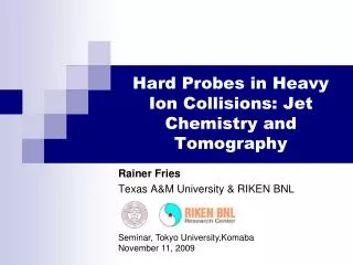 Hard Probes in Heavy Ion Collisions: Jet Chemistry and Tomography
