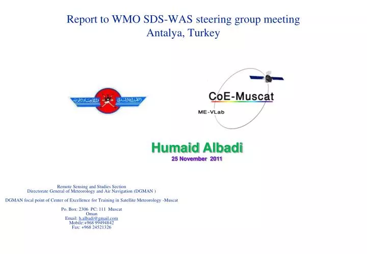 report to wmo sds was steering group meeting antalya turkey