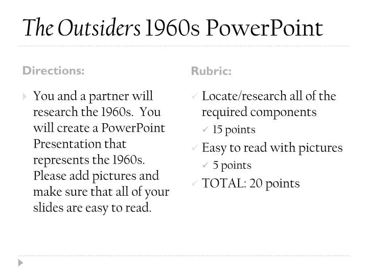 the outsiders 1960s powerpoint