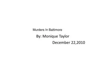 Murders In Baltimore