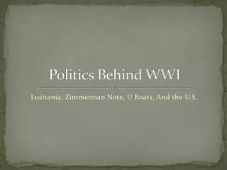 Politics Behind WWI