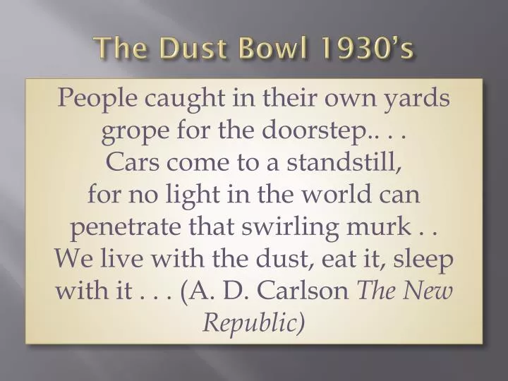 the dust bowl 1930 s