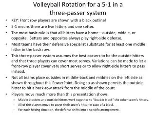 Volleyball Rotation for a 5-1 in a three-passer system