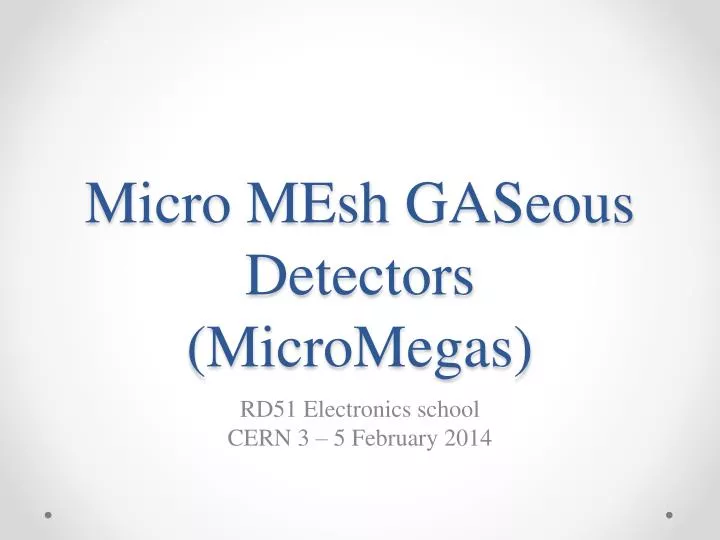 micro mesh gaseous detectors micromegas