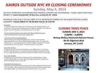 KAIROS OUTSIDE NYC #9 CLOSING CEREMONIES
