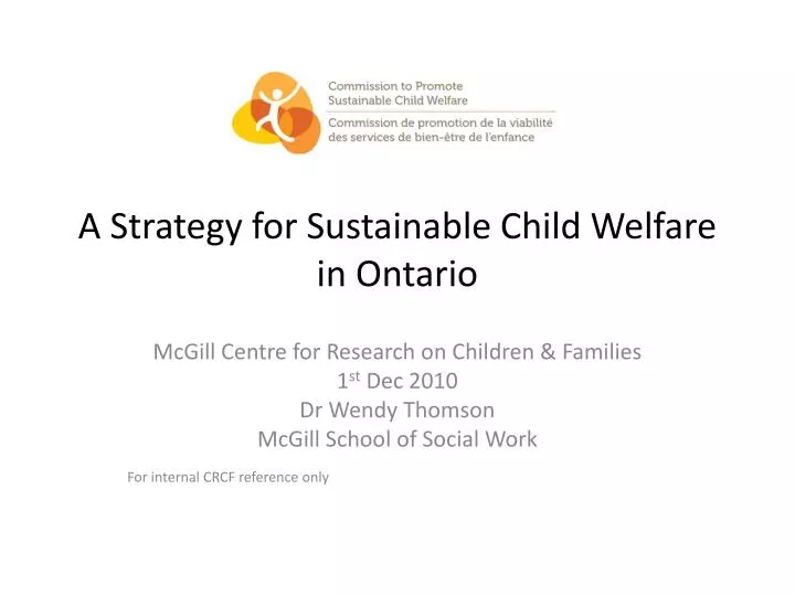 a strategy for sustainable child welfare in ontario