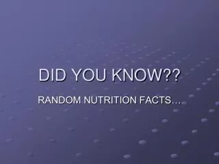 DID YOU KNOW??