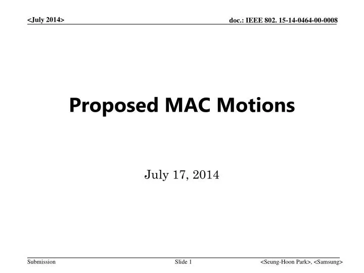 proposed mac motions