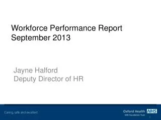 Workforce Performance Report September 2013