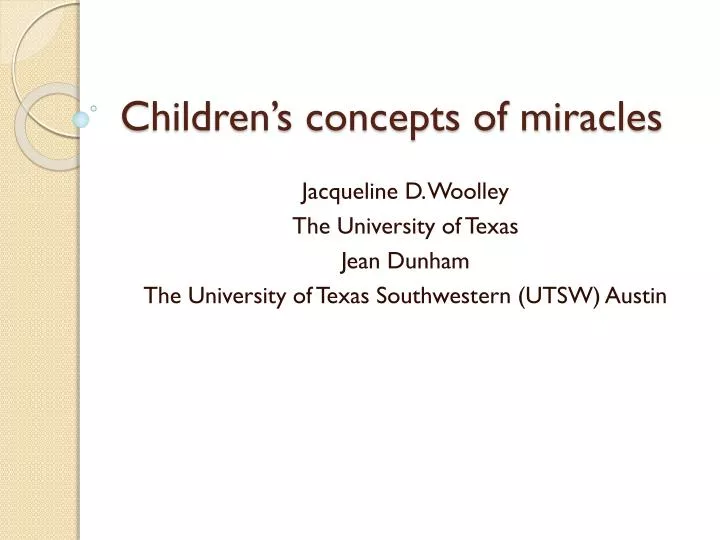 children s concepts of miracles