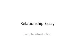 Relationship Essay