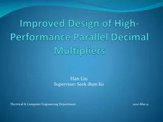 Improved Design of High-Performance Parallel Decimal Multipliers