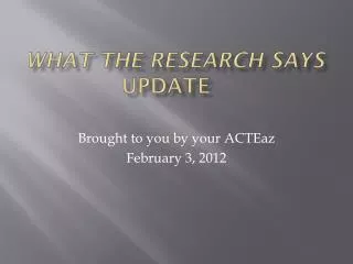 what the research says update