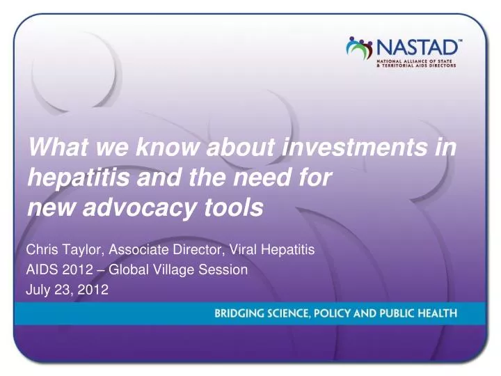 what we know about investments in hepatitis and the need for new advocacy tools