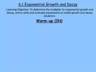 6.1 Exponential Growth and Decay