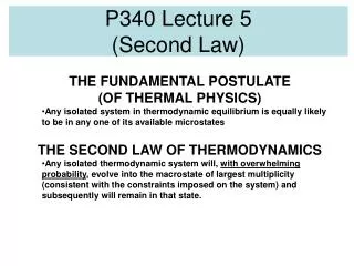 P340 Lecture 5 (Second Law)