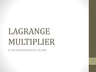 LAGRANGE MULTIPLIER