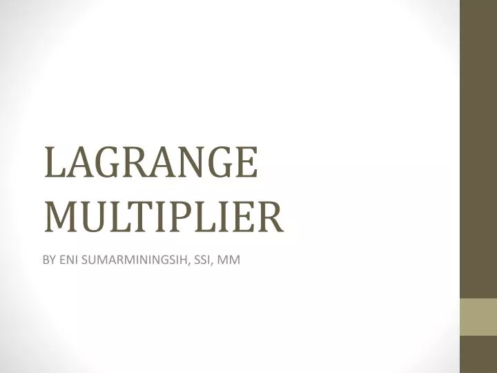 lagrange multiplier