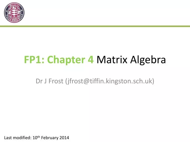 fp1 chapter 4 matrix algebra