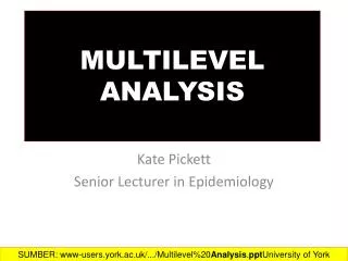 MULTILEVEL ANALYSIS