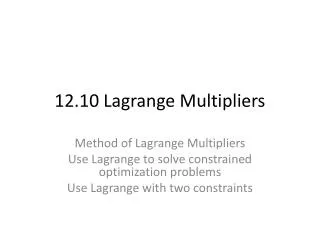 12.10 Lagrange Multipliers