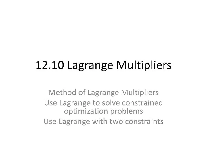 12 10 lagrange multipliers