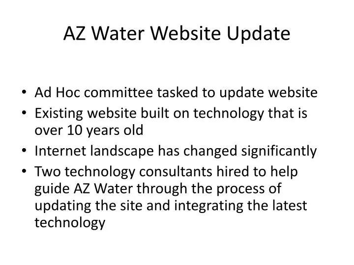 az water website update