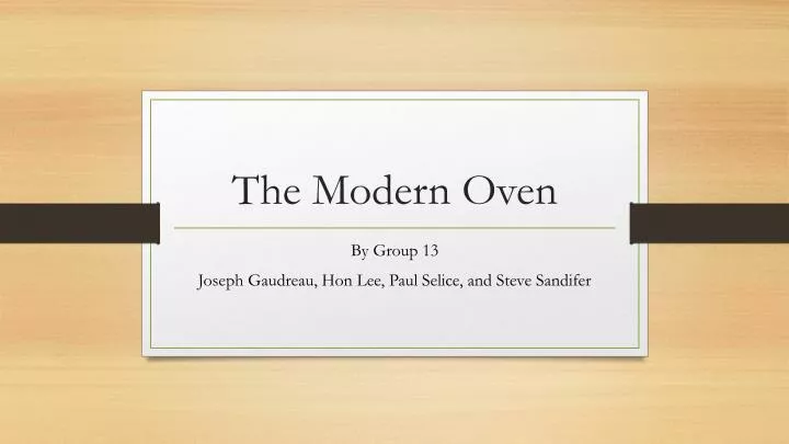 the modern oven