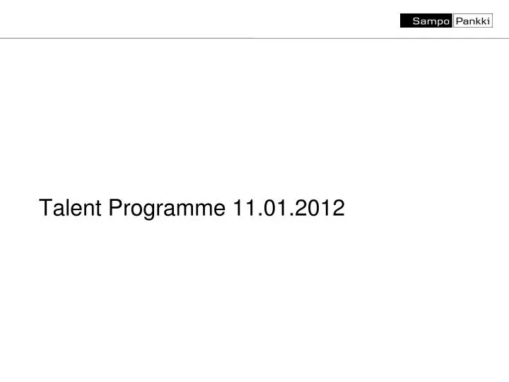 talent programme 11 01 2012