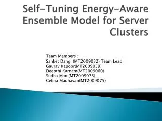 Self-Tuning Energy-Aware Ensemble Model for Server Clusters