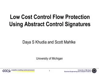 Low Cost Control Flow Protection Using Abstract Control Signatures