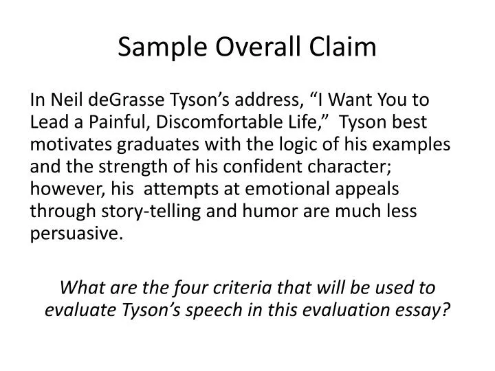 sample overall claim