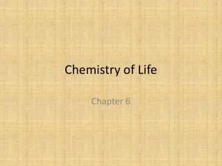 Chemistry of Life