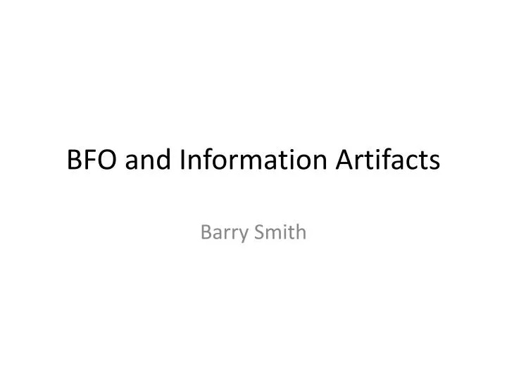 bfo and information artifacts