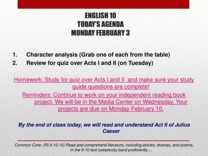 english 10 today s agenda monday february 3