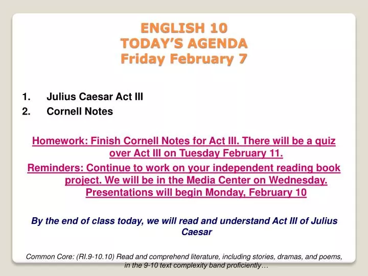 english 10 today s agenda friday february 7