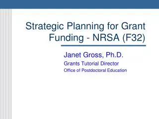 strategic planning for grant funding nrsa f32