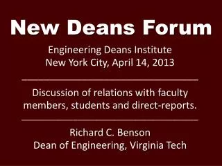 New Deans Forum