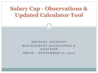 Salary Cap - Observations &amp; Updated Calculator Tool