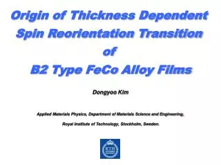 Origin of Thickness Dependent Spin Reorientation Transition of B2 Type FeCo Alloy Films