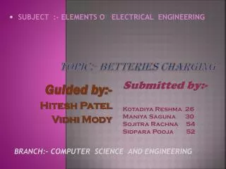 TOPIC:- BETTERIES CHARGING