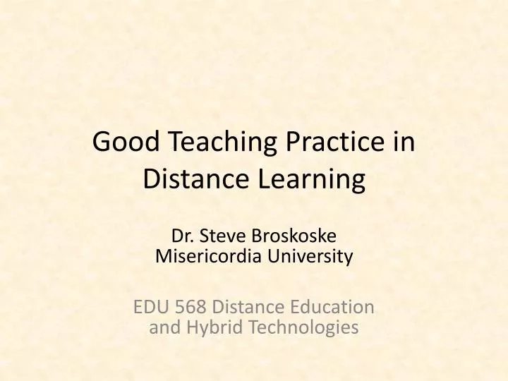 good teaching practice in distance learning